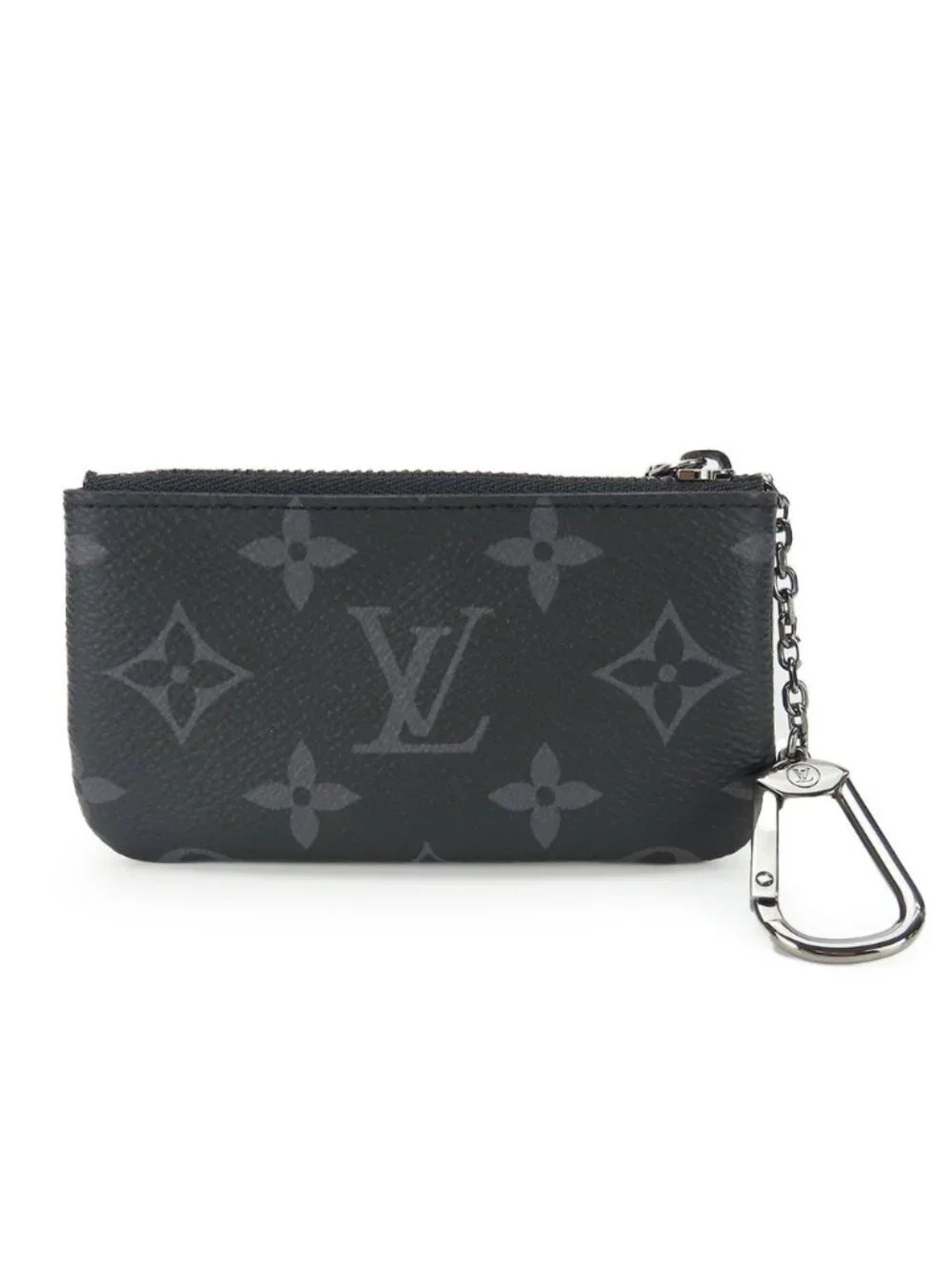 Louis Vuitton Coin Case Pochette Cles Monogram Eclipse Gray Black Silver